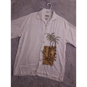 Bamboo Cay Shirt Mens Large Embroidered Hawaiian Camp Palm Loop Collar L READ